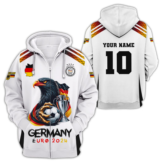 Unisex Shirt, Custom Name and Number Germany Football Shirt, Germany Euro 2024 Polo Long Sleeve
