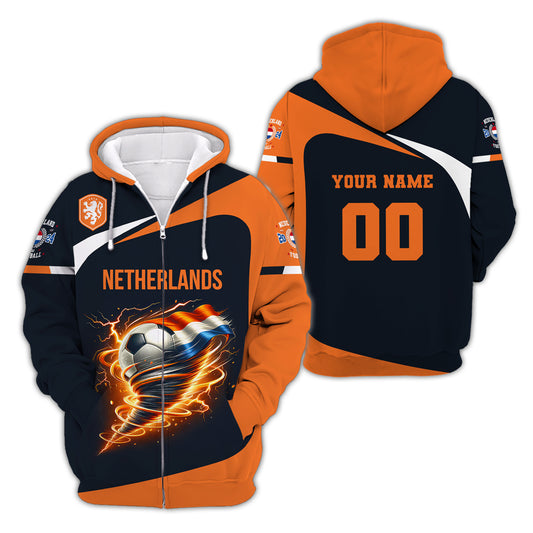 Unisex Shirt, Custom Name and Number Netherlands Euro 2024 Football Shirt, Netherlands Football Polo Long Sleeve