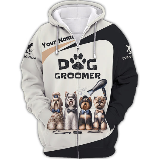 Unisex Shirt, Custom Name Groomer Shirt, Dog Groomer Hoodie, Pet Grooming T-Shirt