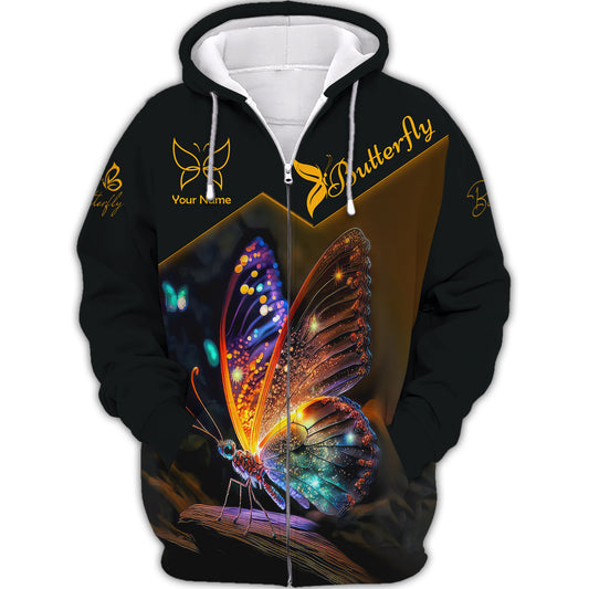Unisex Shirt, Custom Name Butterfly T-Shirt, 3D Butterfly Shirt, Gift For Butterfly Lover