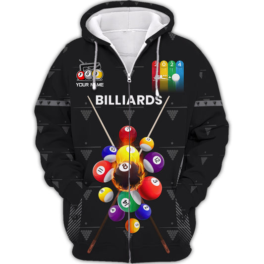 Man Shirt, Custom Name Billiards Shirt, Billiards Polo Long Sleeve, Billiards Gift, Billiards T-Shirt