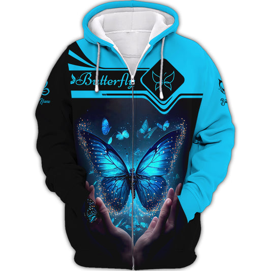 Unisex Shirt, Custom Name Butterfly T-Shirt, Butterfly In Hand Shirt, Butterfly Gift