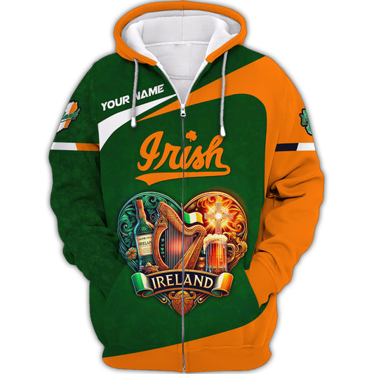 Unisex Shirt, Custom Name Irish T-Shirt, Ireland Polo Hoodie Shirt, Ireland Love Shirt