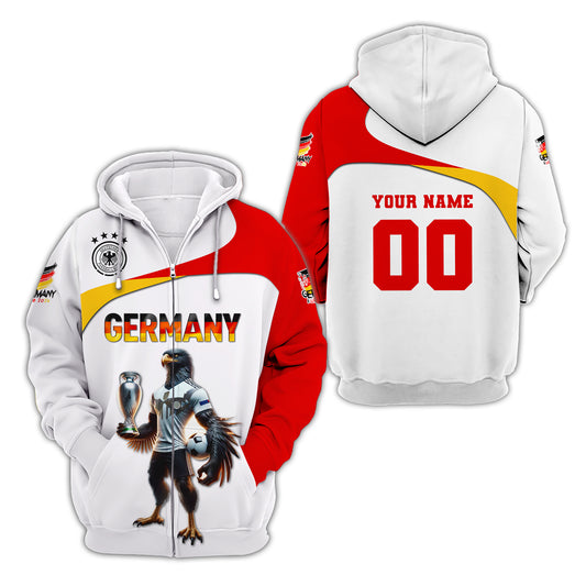 Unisex Shirt, Custom Name and Number Germany Euro 2024 Football Shirt, Germany Football Polo Long Sleeve
