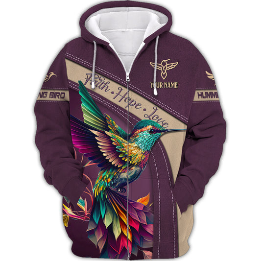 Custom Unisex Shirt, Faith, Hope, Love, Humming Bird Shirt