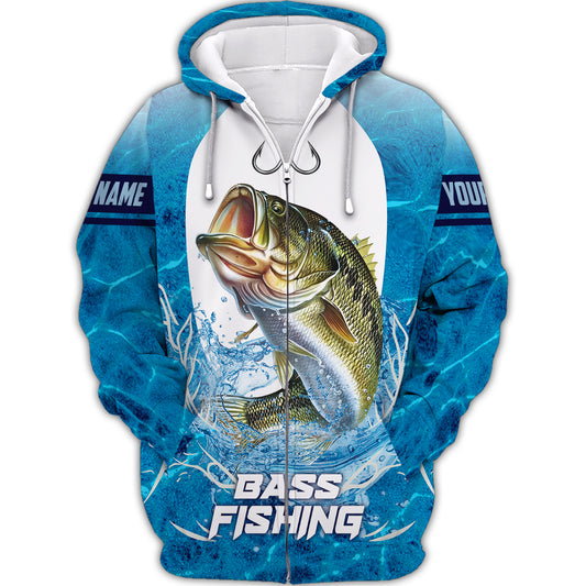 Unisex Shirt, Custom Name Shirt for Bass Fishing, Fishing Lover Shirt, Fishing Hoodie Shirt Polo Long Sleeve