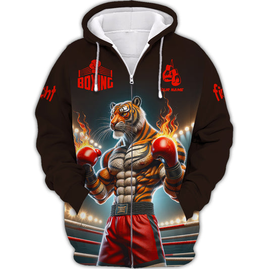 Man Shirt, Boxing Shirt, Custom Name T-Shirt, Boxing Tiger, Gift for Boxing Lover