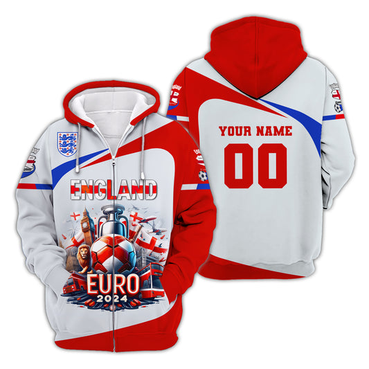 Unisex Shirt, Custom Name and Number England Football Shirt, England Football Polo Long Sleeve, Euro 2024 Shirt