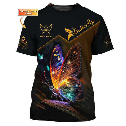 Unisex-Shirt, individuelles Namens-Schmetterlings-T-Shirt, 3D-Schmetterlings-Shirt, Geschenk für Schmetterlingsliebhaber