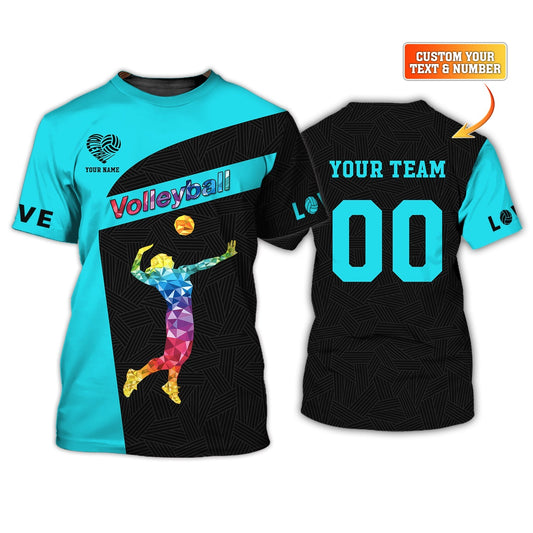 Damen-Shirt, Volleyball-Shirt mit individuellem Namen und Nummer, Volleyball-Hoodie, T-Shirt für Volleyball-Team, Geschenk für Volleyballspieler