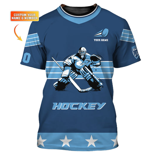 Unisex-Shirt, T-Shirt mit individuellem Namen und Nummer, Hockey-Shirt, Hockey-Polo, Geschenk für Hockeyspieler