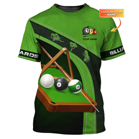 Unisex-Shirt, Billard-grünes T-Shirt, Billardtisch, Billard-Polo, Billard-Shirt, Shirt für Billard-Liebhaber