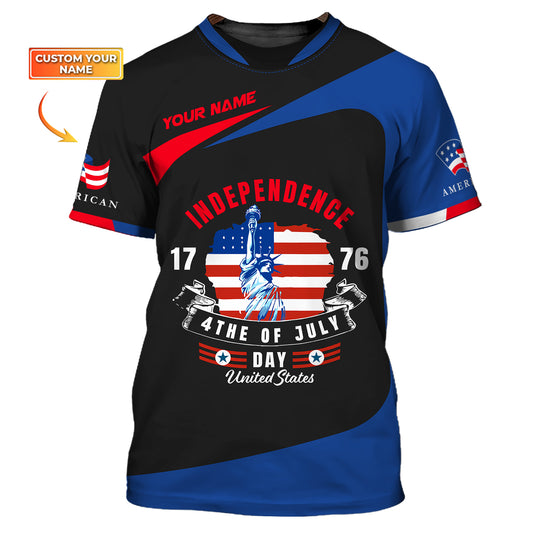 Unisex Shirt, Custom Name America Shirt, Independence Day, Statue of Liberty T-Shirt