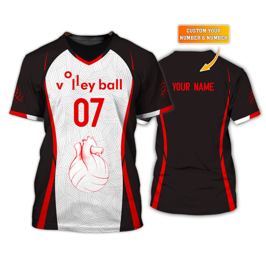 Unisex-Shirt, Volleyball-Shirt mit individueller Nummer, Volleyball-Hoodie, Volleyball-Team-T-Shirt, Geschenk für Volleyballspieler