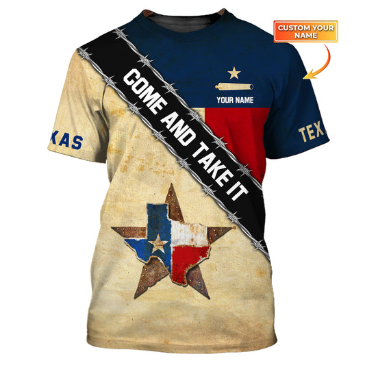 Unisex-Shirt, benutzerdefiniertes Namens-Texas-Shirt, Texas-Städte-Shirts, Come And Take It