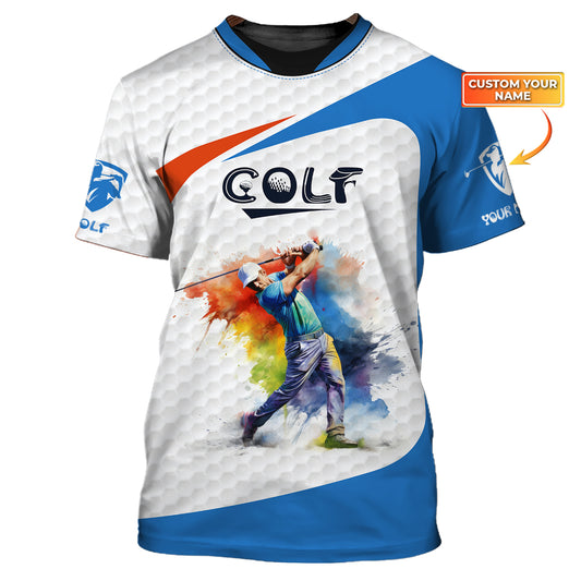 Herren-Shirt, Golf-Shirt mit individuellem Namen, Geschenk für Golfliebhaber, Golfspieler-Shirt