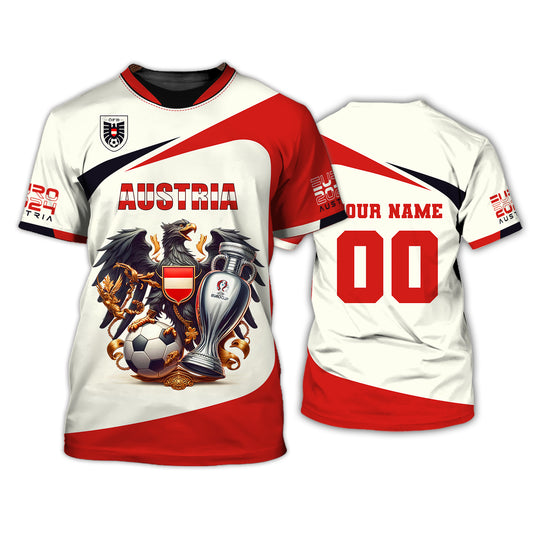 Unisex Shirt, Custom Name and Number Austria Football Shirt, Euro 2024 Austria Football Polo Long Sleeve Shirt