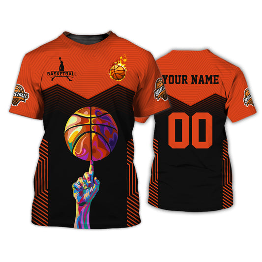 Unisex Shirt, Custom Name and Number Basketball Shirt, Basketball Lover T-Shirt Long Sleeve Polo Shirt