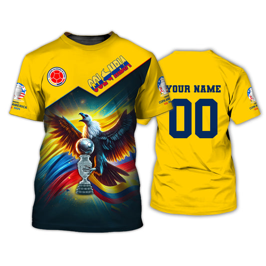 Unisex Shirt, Custom Name and Number Colombia Football Shirt, Colombia Copa 2024 Football Polo Long Sleeve Shirt