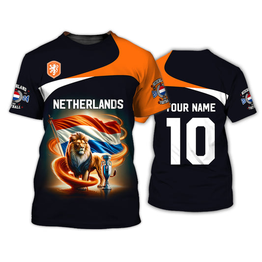 Unisex Shirt, Custom Name and Number Football T-Shirt, Euro 2024 Shirt, Netherlands Football Polo Long Sleeve Shirt