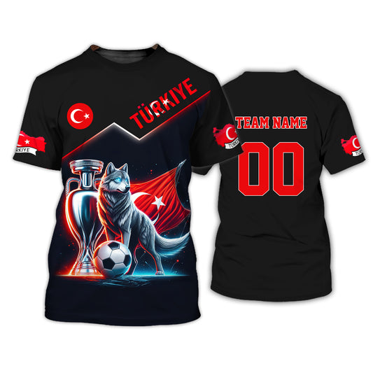 Unisex Shirt, Custom Name and Number Turkiye Football Shirt, Turkey Euro 2024 Türkiye Football Polo Long Sleeve Shirt