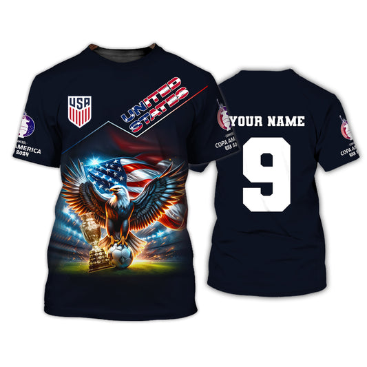 Unisex Shirt, Custom Name and Number Football T-Shirt, Euro 2024 Shirt, United States Football Polo Long Sleeve Shirt