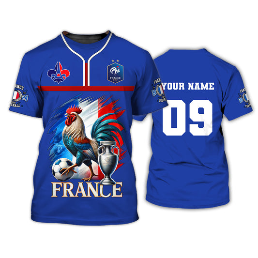 Unisex Shirt, Custom Name and Number France Euro 2024 Football Shirt, France UEFA Polo Long Sleeve Shirt