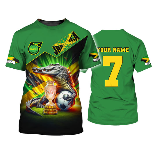 Unisex Shirt, Custom Name and Number Jamaica Football Shirt, Euro 2024 Jamaica Football Polo Long Sleeve Shirt