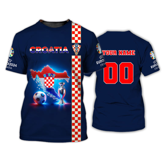 Unisex Shirt, Custom Name and Number Euro 2024 Football Shirt, Croatia Football Polo Shirt, Croatia Football Hoodie Long Sleeve Shirt