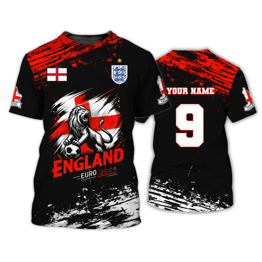 Unisex Shirt, Custom Name and Number England Football Shirt, Euro 2024 Shirt, England Football Polo Long Sleeve Shirt