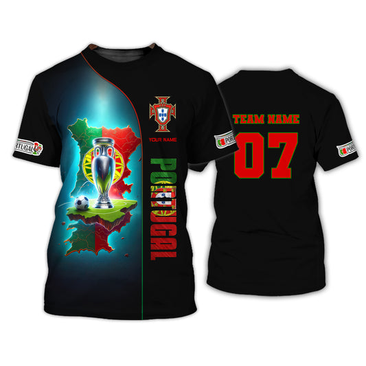 Unisex Shirt, Custom Name and Number Portugal Euro 2024 Football Shirt, Portugal Football Polo Long Sleeve