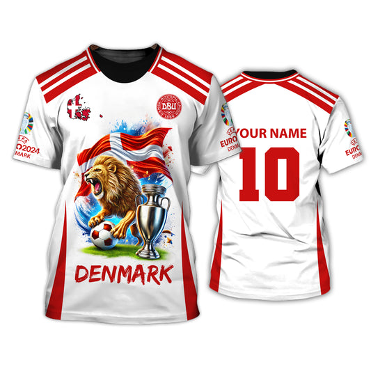 Unisex Shirt, Custom Name and Number Denmark Football Shirt, Denmark Euro 2024 Denmark Football Polo Long Sleeve Shirt