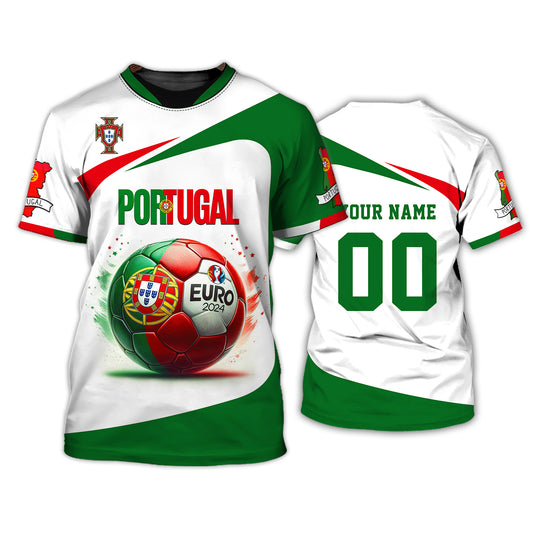 Unisex Shirt, Custom Name and Number Portugal Football Shirt, Euro 2024 Portugal Football Polo Long Sleeve Shirt