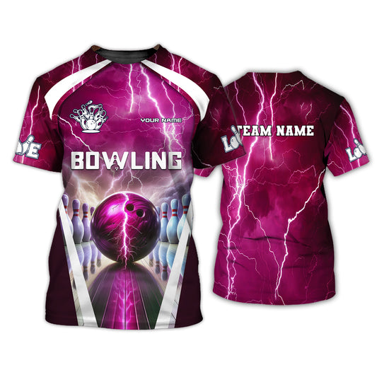 Unisex Shirt, Custom Name and Team Name Bowling Zip Polo Shirt, Shirt for Bowling Player, Bowling T-shirt