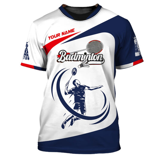Herren-Shirt, individuelles Namens-Badminton-T-Shirt, Badminton-Shirt, Geschenk für Badminton-Spieler