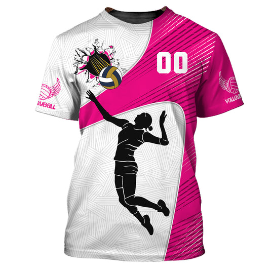 Frauen-Shirt, Volleyball-Shirt mit individueller Nummer, T-Shirt für Volleyball-Team, Geschenk für Volleyball-Spieler