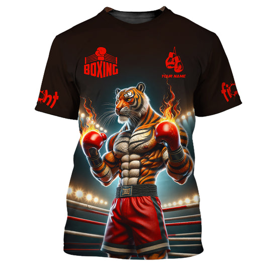 Man Shirt, Boxing Shirt, Custom Name T-Shirt, Boxing Tiger, Gift for Boxing Lover