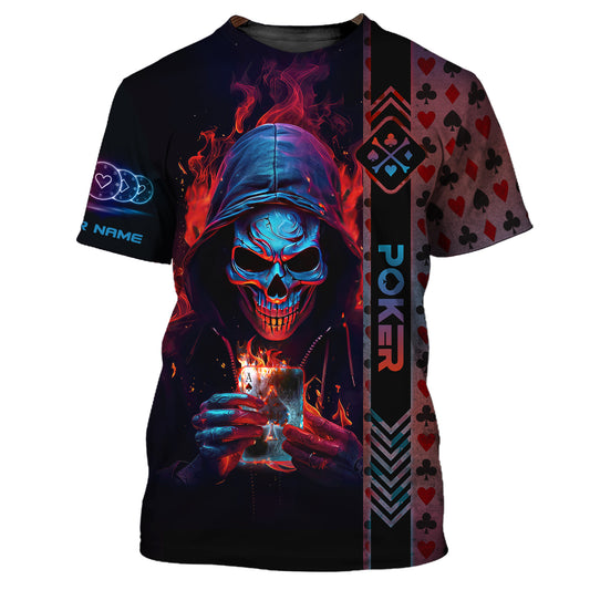 Unisex Shirt, Custom Name Poker Skull T-Shirt, Poker Hoodie, Poker Gift