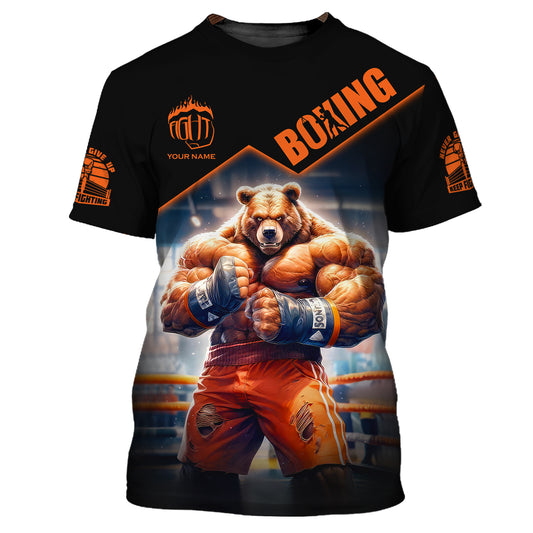 Man Shirt, Boxing Shirt, Custom Name T-Shirt, Boxing Bear, Gift for Boxing Lover