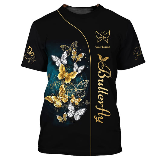 Unisex Shirt, Custom Name Butterfly T-Shirt, 3D Butterfly Shirt, Butterfly Gift