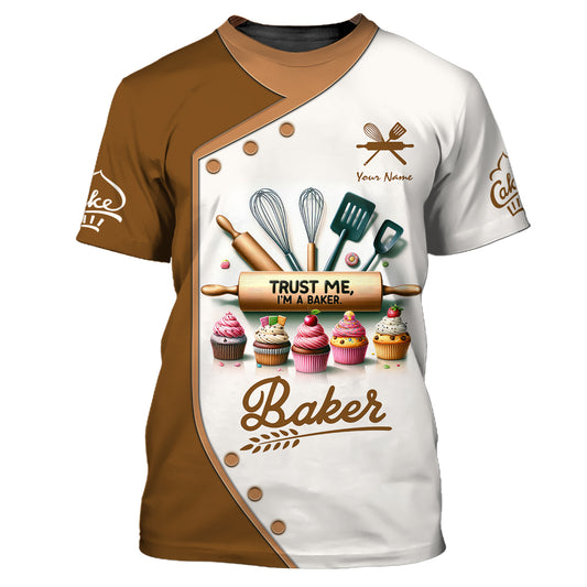 Unisex Shirt, Custom Name Bakery Shirt, Trust Me I'm A Baker, Bakery Shop T-Shirt, Bakery Chef Polo Long Sleeve