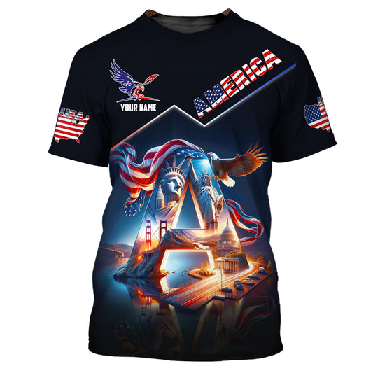 Unisex Shirt, Custom Name American Shirt, American Pride, Statue of Liberty T-Shirt