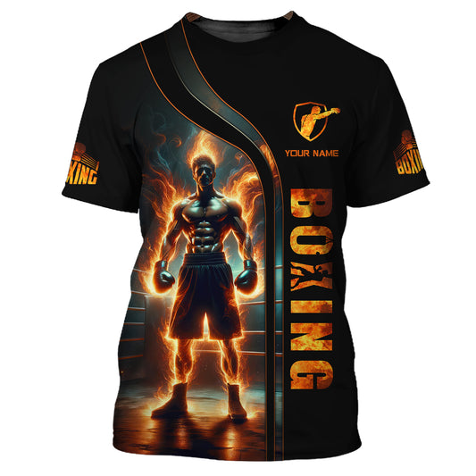 Man Shirt, Custom Name Boxing T-Shirt, Gift for Boxing Lover, Boxing Hoodie Polo Shirt