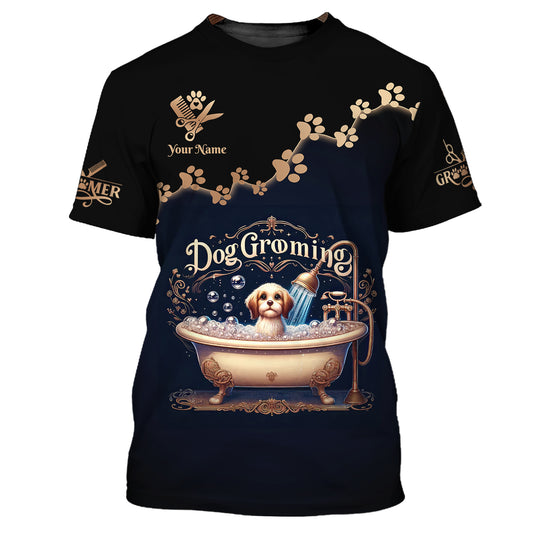 Unisex Shirt, Custom Name Groomer Shirt, Dog Grooming T-Shirt Hoodie, Shirt for Dog Groomers
