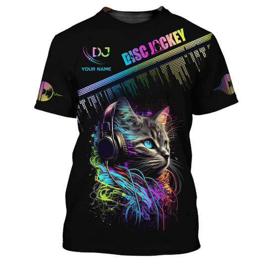 Unisex-Shirt, individuelles Namens-Discjockey-T-Shirt, Musikliebhaber-Shirt, DJ-Katze, Geschenk für DJ