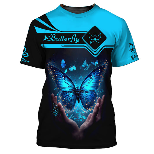Unisex-Shirt, individuelles Namens-Schmetterlings-T-Shirt, Schmetterling-in-Hand-Shirt, Schmetterlingsgeschenk