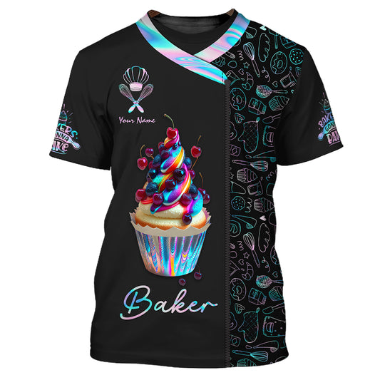 Unisex Shirt, Custom Name Baker Shirt, Baking Lover Shirt, Bakery Shop T-Shirt, Bakery Chef Polo Long Sleeve Shirt