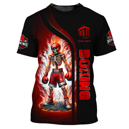 Man Shirt, Custom Name Boxing Shirt, Boxing Fire, Boxing Polo Long Sleeve, Gift for Boxing Lover