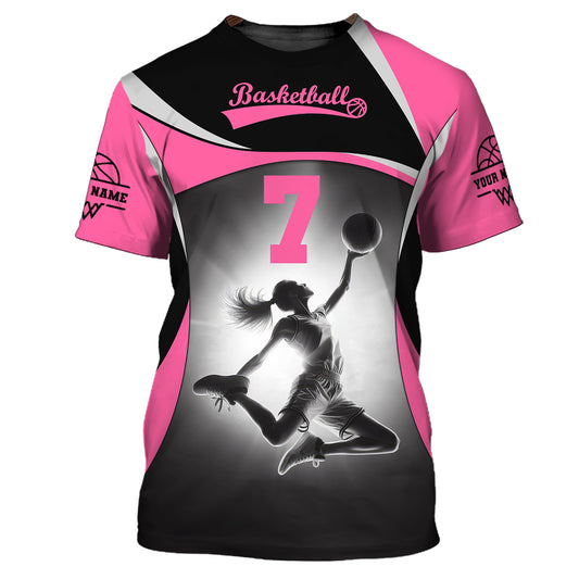 Damen-Shirt, Volleyball-Shirt mit individuellem Namen und Nummer, T-Shirt für Volleyball-Team, Geschenk für Volleyballspieler