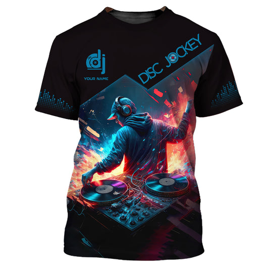 Herren-Shirt, individuelles Namens-Discjockey-T-Shirt, Musikliebhaber-Shirt, Geschenk für DJ
